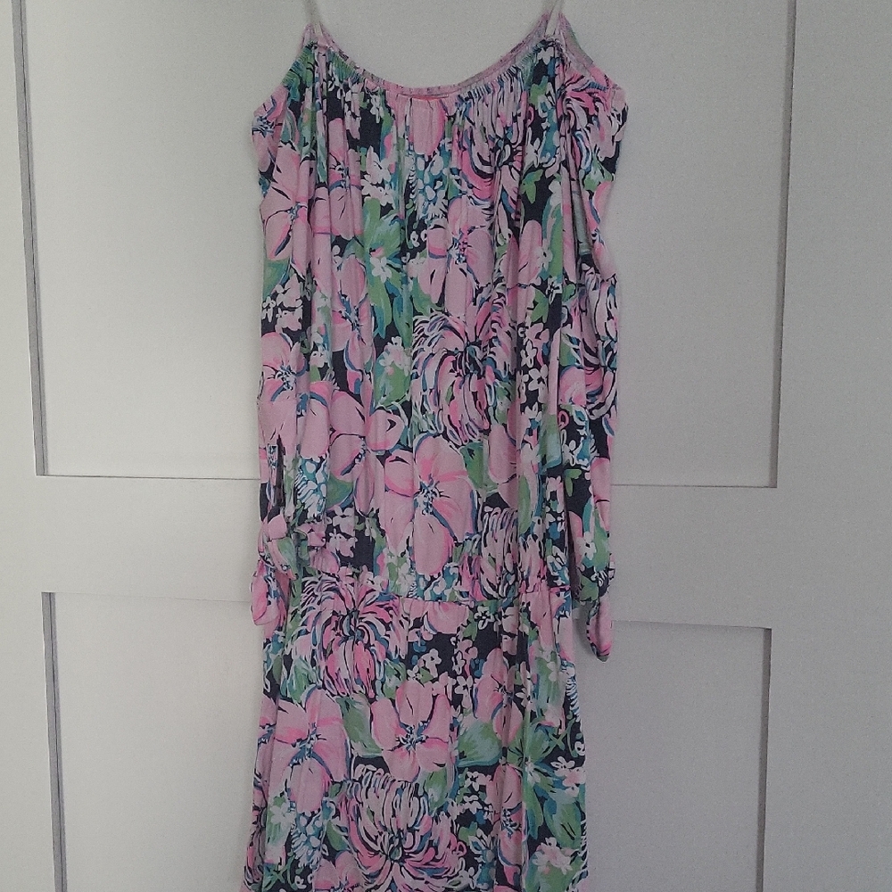 Lilly Pulitzer Floral Mini Romper in Pink and Green